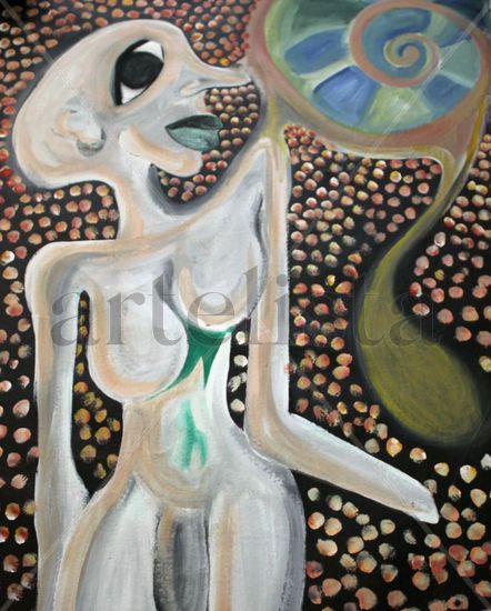 Charlando con las estrellas Acrylic Textile Figure Painting