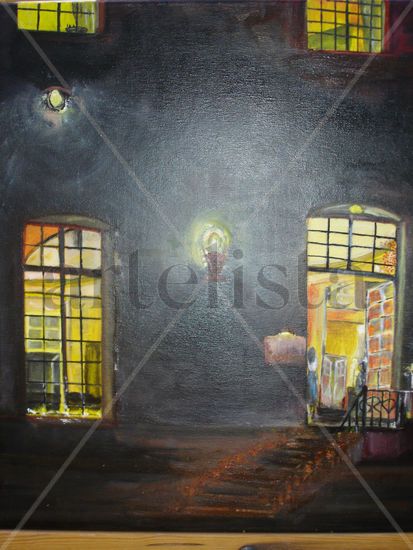 Luces en la noche Oil Canvas Others