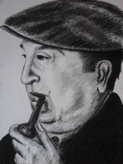 Pablo Neruda, año 2071, constitución, chile, Charcoal