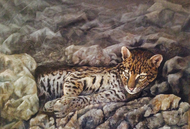 Ocelote en desacanso Acrylic Canvas Animals