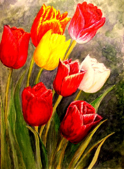 TULIPANES Acrylic Card Floral Painting