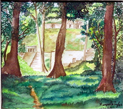 Vèstigios mayas Watercolour Card Landscaping