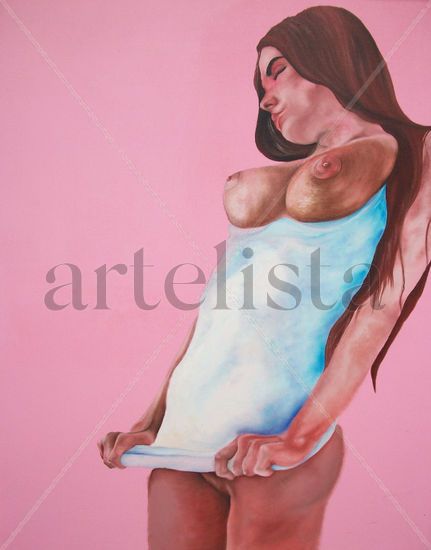 sosteniendo el muro Mixed media Canvas Nude Paintings