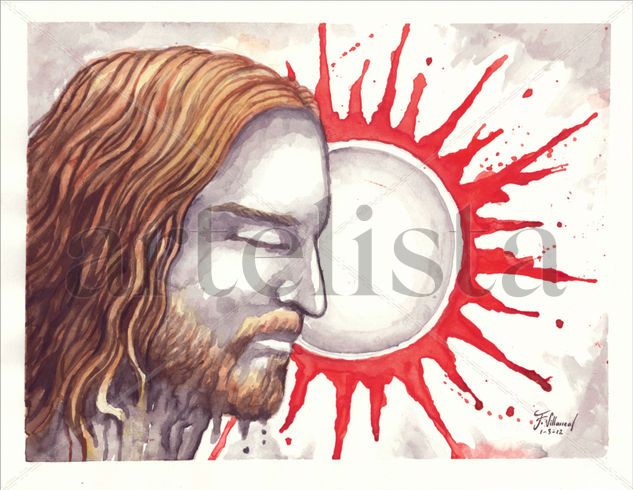 Jesus perfil Watercolour Paper Figure Painting