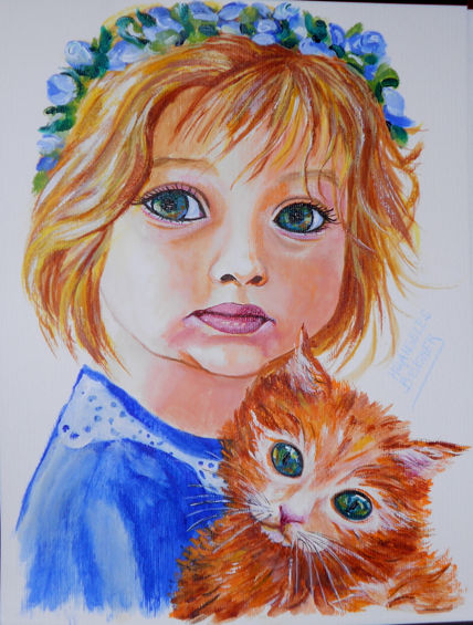 Niña y gatito