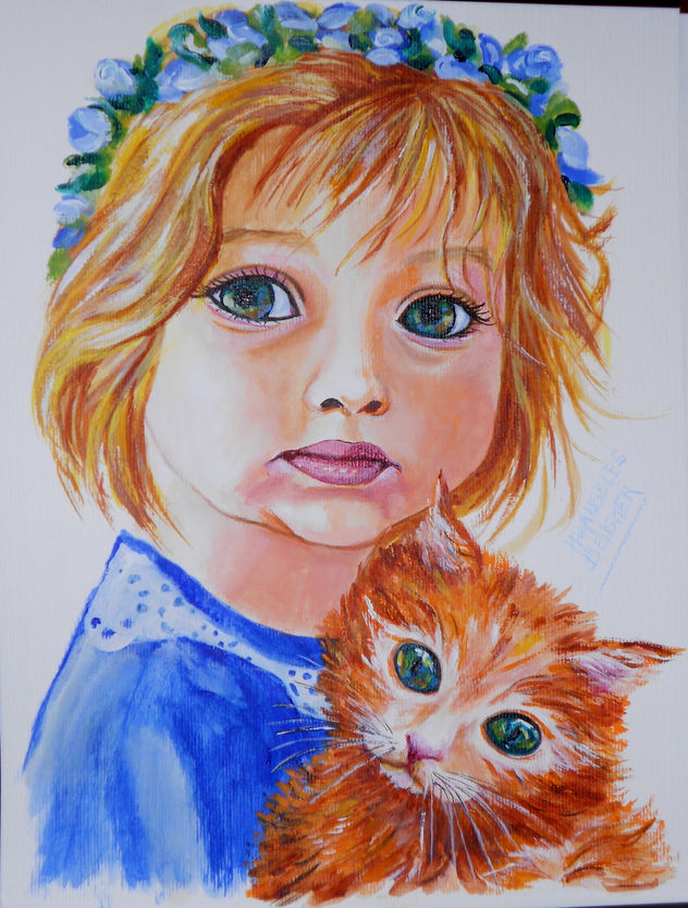 Niña y gatito