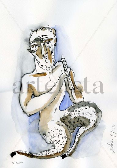 Fauno breve Watercolour Paper Figure Painting