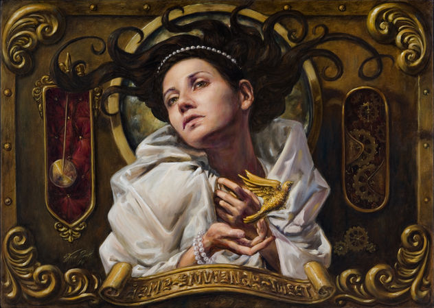 Retrato de Dama enviando un Tweet