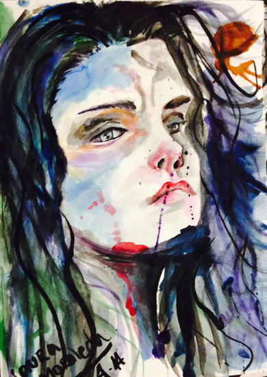 Impassive Watercolour Paper Portrait