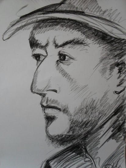 retrato de estudio, año 2003, constitución, chile. Charcoal