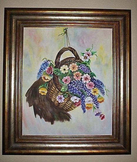 Cesta colgante Oil Canvas Floral Painting