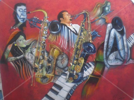 Jazz a la muza Oil Canvas Figure Painting