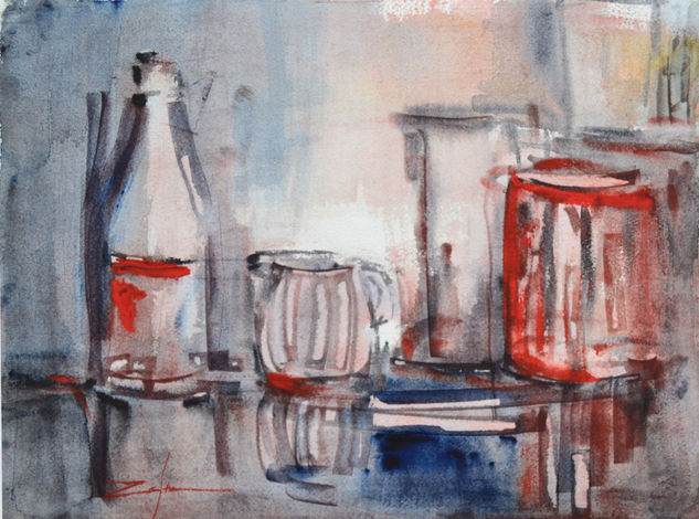 bodegon con botellas Watercolour Paper Still Life Paintings