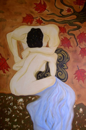 Un encuentro en otoño Oil Canvas Nude Paintings