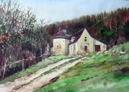 Granja francesa Watercolour Paper Landscaping