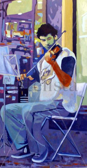 Calle Arenal Oil Panel Figure Painting