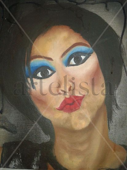 A la Cindy Sherman Mixed media Canvas Portrait