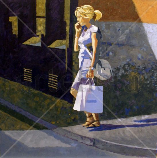 Shopping Oil Panel Figure Painting