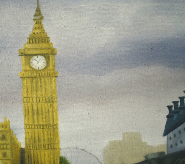 London eye far away Oil Canvas Landscaping