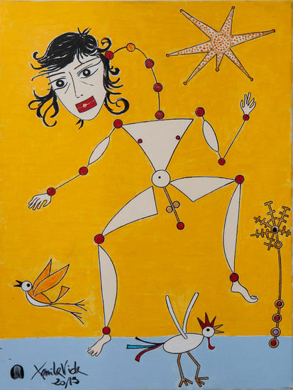 'El Hombre Asimetrico' Mixed media Canvas Nude Paintings