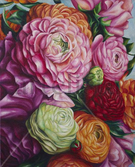 Salve Regina Oil Canvas Floral Painting