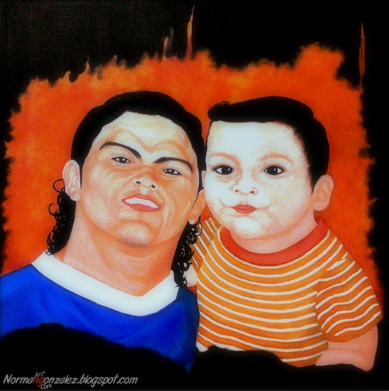 Retrato De Tío y Sobrino Oil Canvas Portrait