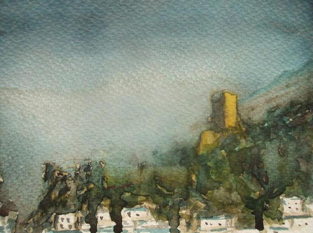 Castillo en nubes. Watercolour Paper Landscaping