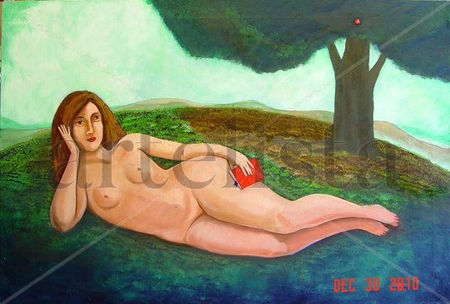 The Red book, El Libro Rojo Oil Canvas Figure Painting