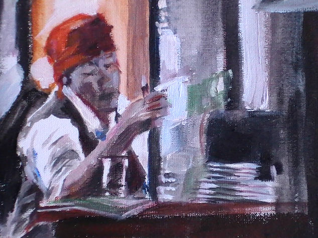 Muchacho en bar Acrylic Canvas Portrait