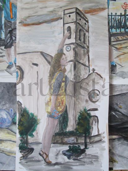 hacia las campanas Acrylic Paper Figure Painting