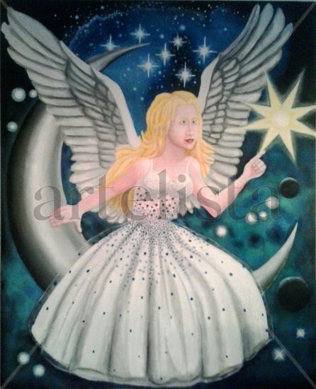 Angel y luna Oil Canvas Figure Painting