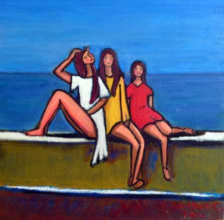 Summertime15 Oil Panel Figure Painting