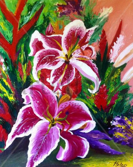 Tropical garden Acrylic Canvas Floral Painting