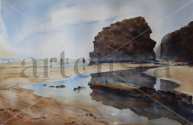 playa de las catedrales Watercolour Paper Marine Painting