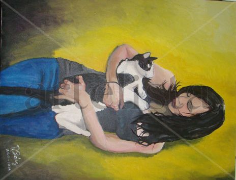 Chica con gato