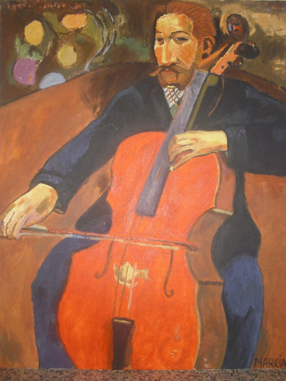 EL MUSICO Acrílico Lienzo Retrato