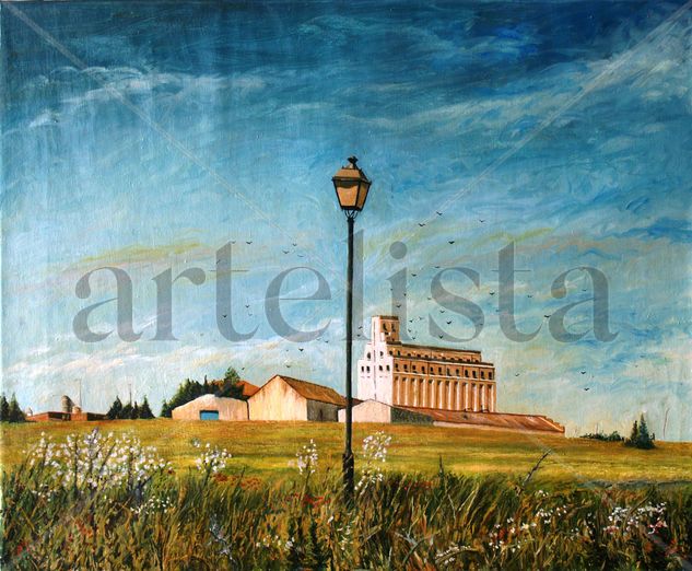 paisaje con farola Oil Canvas Landscaping