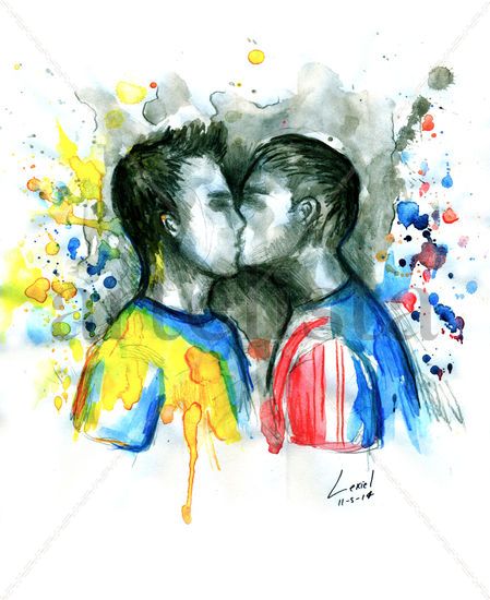 Beso de jugadores Watercolour Paper Others