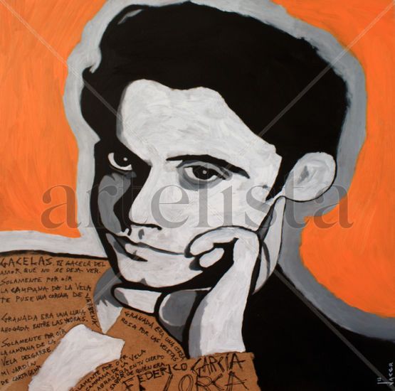 Serie Federico Garcia Lorca. Oil Panel Portrait