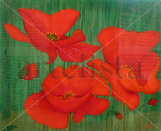 Coquelicots 5 - Amapolas 5 Acrylic Canvas Floral Painting