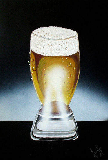 cerveza Oil Panel Still Life Paintings