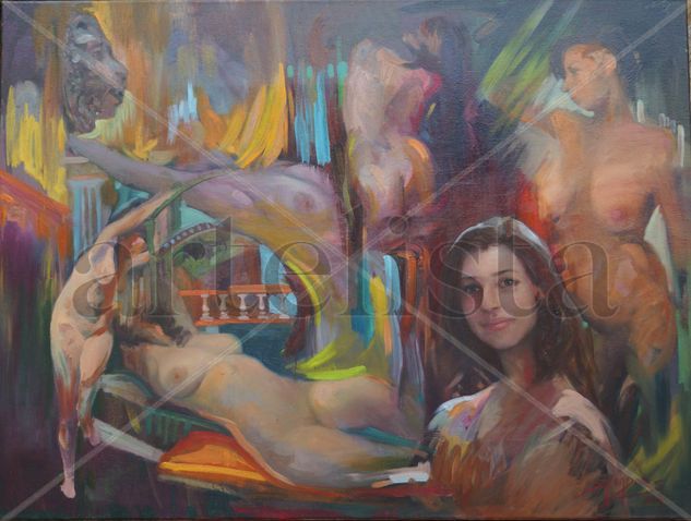 Composicion con desnudo Oil Canvas Nude Paintings