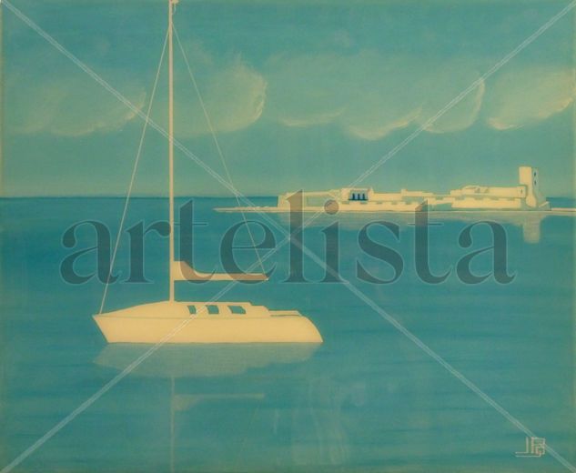 Reflets Bleutés Acrylic Canvas Marine Painting