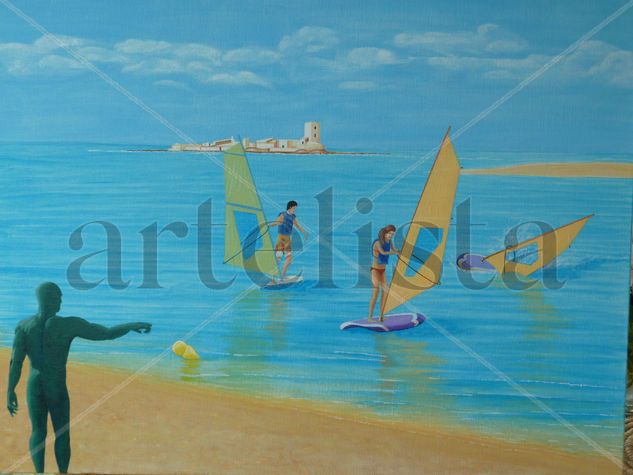 Jeu d'Eau Acrylic Canvas Marine Painting