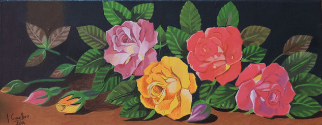 Les roses (Las rosas) Acrylic Canvas Floral Painting