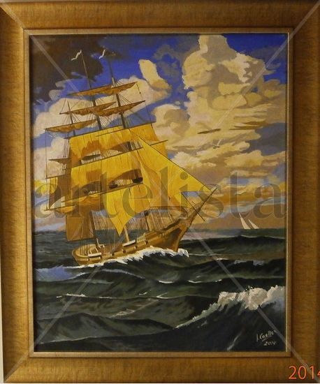 Mar embravecido Acrylic Canvas Marine Painting