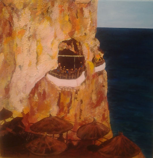 Menorca, Cova D'en Xuroi Acrylic Canvas Marine Painting