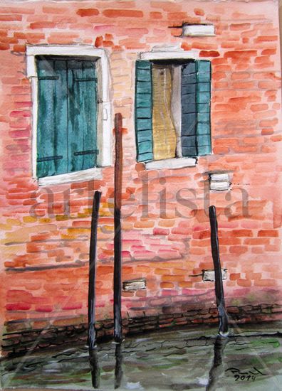 La ventana Watercolour Card Landscaping