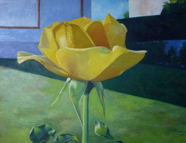 ROSA AMARILLA Oil Canvas Floral Painting