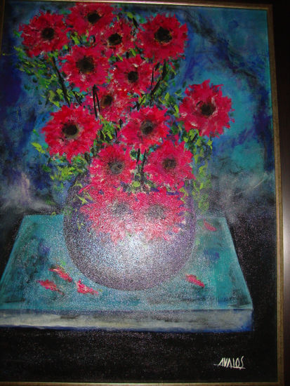 Jarrón de flores Oil Canvas Floral Painting